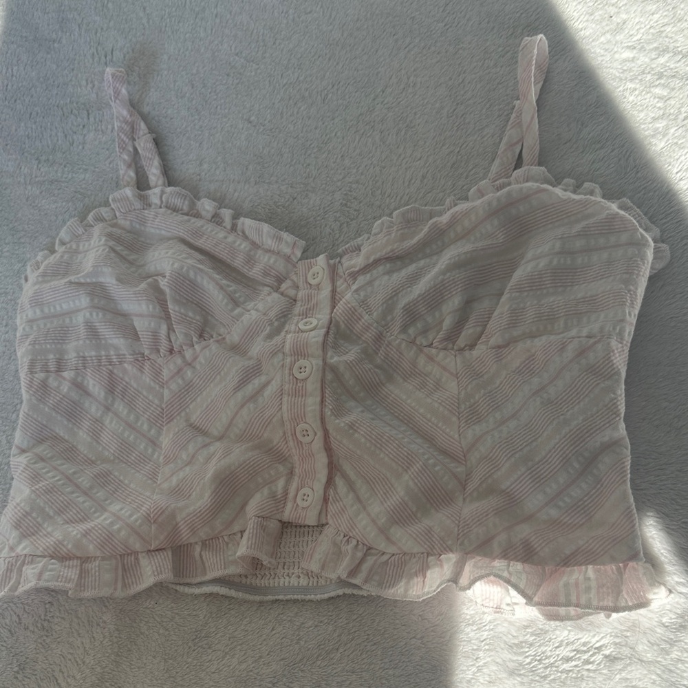 Pink Striped ruffled  Women's Top